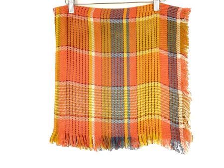 No Brand Yellow Coral Blue Plaid Fringe Blanket Scarf Cheap