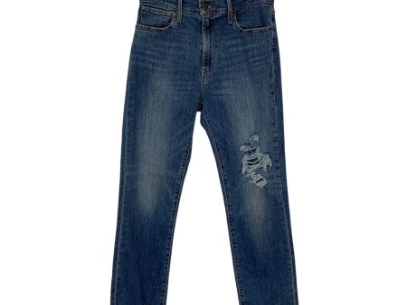 Levi 724 High Rise Distressed Raw Hem Straight Jeans- Size 29 (Inseam 25.5 ) on Sale