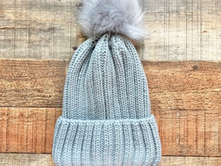 No Brand Grey Pom Pom Beanie Hat- One Size on Sale