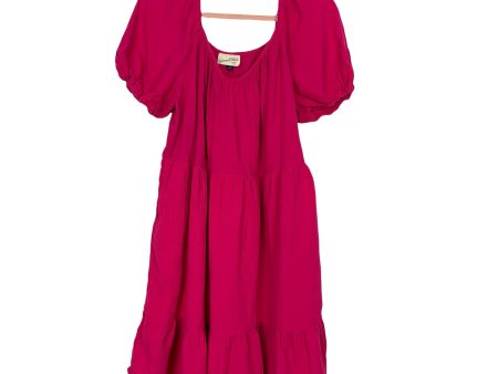 Universal Thread Hot Pink Puff Sleeve Dress- Size L Online Sale