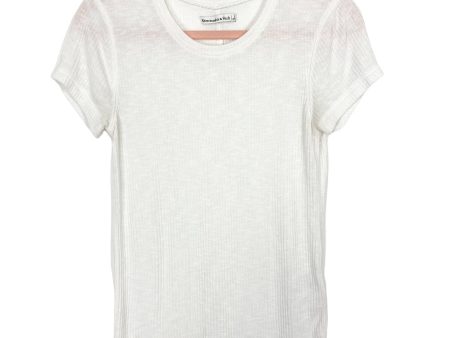 Abercrombie & Fitch White Ribbed Crew Neck Top- Size S Fashion