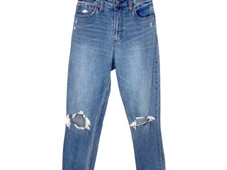 Abercrombie & Fitch Light Wash Distressed High Rise  The Mom  Jeans- Size 25 (27” Inseam) For Sale