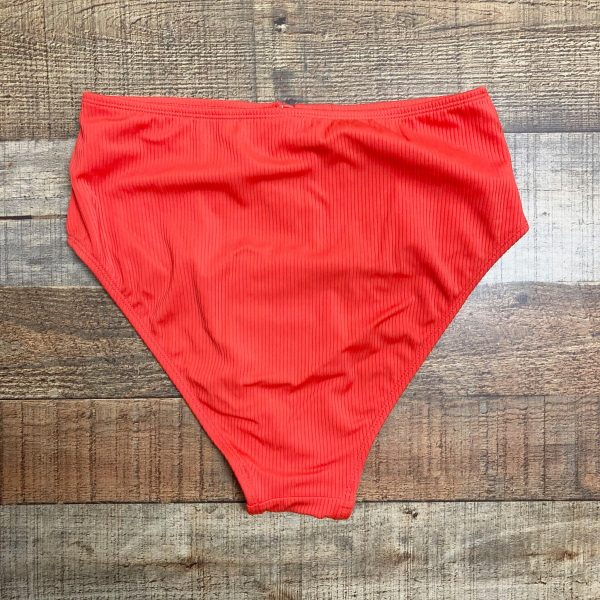 Xhilaration Red Ribbed Button Front High Waist Bikini Bottoms- Size M (sold out online, we have matching top) Hot on Sale