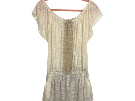 Eternal Sunshine Creations Cream Crochet Cover Up Romper- Size XS S Online Hot Sale