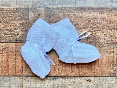 Auroluz White Crochet with Ribbon Bow Infant Booties (Brand New) Online Hot Sale