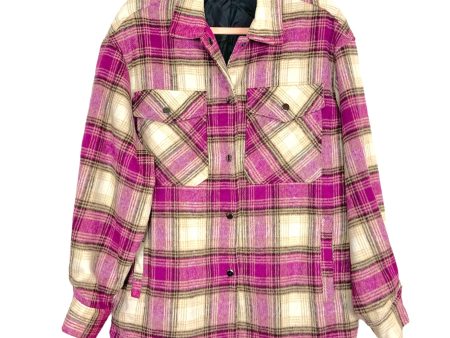 Nasty Gal Fuchsia Cream Gray Plaid Shacket- Size S M For Cheap