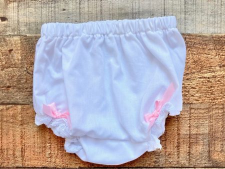 No Brand White with Pink Bows and Lace Trim Bloomers- Size 1 (see notes) Hot on Sale