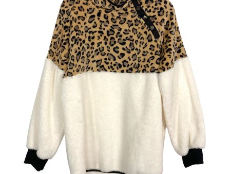 No Brand Cream Animal Print Side Snap Pullover- Size L Fashion