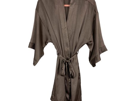 Victoria s Secret Pewter Satin Belted Wrap Robe- Size M L Sale