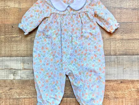 Shrimp & Grits Floral Peter Pan Collar Romper- Size 12M Hot on Sale