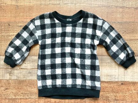 Baby Gap Black Gray Buffalo Plaid Fleece Sweatshirt- Size 18-24M Fashion