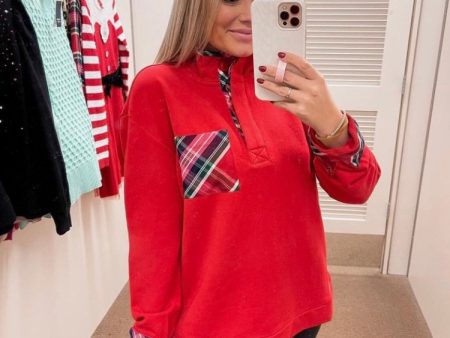 Crown & Ivy Red Plaid Pullover- Size S (see notes) on Sale