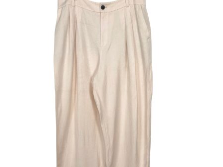 Club Monaco Blush Pleated Cropped Pants part hem undone- Size 12 (Inseam 21 ) For Sale