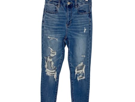 American Eagle Ne(x)t Level Stretch Curvy Hi-Rise Distressed Jeans- Size 6 X-Short (Inseam 23.5”) Cheap