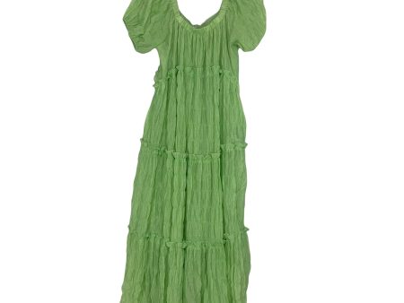 &Merci Lime Green Puff Sleeve Maxi Dress- Size L on Sale