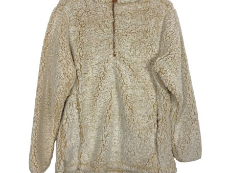 Pink Lily Cream Tan Sherpa Quarter Zip Pullover- Size S Hot on Sale