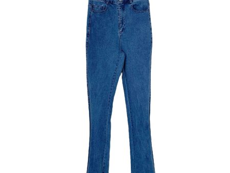 Three Bird Nest Crochet Bell Bottom Jeans- Size M (Inseam 32.5”) on Sale