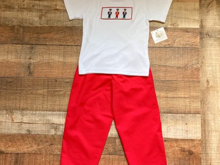 Ruth and Ralph White Toy Soldier Smocked Shirt with Red Pants Set NWT- Size 5 Online Hot Sale