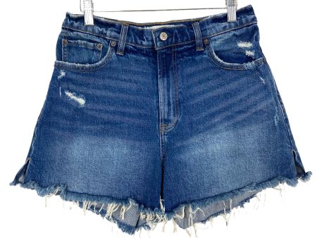 Abercrombie & Fitch Dark Wash The 4  Mom Short Curve Love High Rise Raw Hem Shorts- Size 29 8 For Cheap