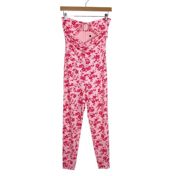 Lovers & Friends Pink Red Floral Strapless Front Cutout Jumpsuit NWT- Size S Fashion