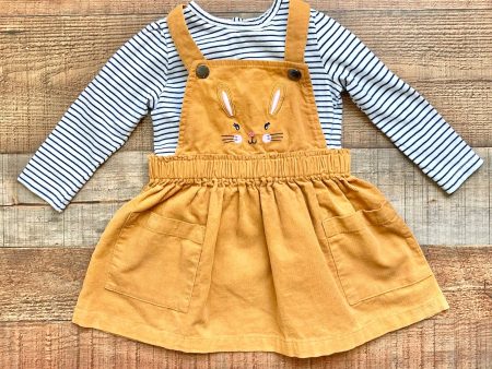 Little Me Corduroy Bunny Jumper Dress with Striped Long Sleeve Top- Size 18M (sold as a set) Cheap