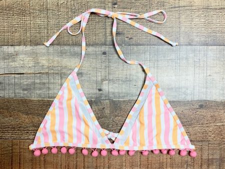 Tularosa Pink White Orange Pom Pom Bikini Top- Size M (we have matching bottoms) Online Hot Sale