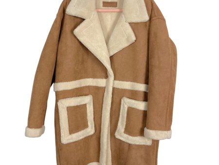 BlankNYC Tan Faux Suede Fur Coat- Size L (like new, see notes) Supply