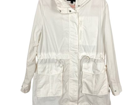 J. Crew Ivory Drawstring Waist Hooded Rain Jacket- Size S (see notes) Online