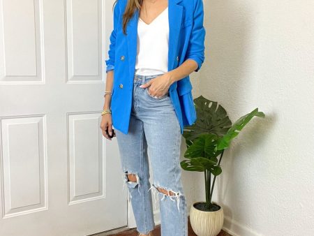 Aaron & Amber Blue Social Hour Blazer NWT- Size S (sold out online) Online Sale