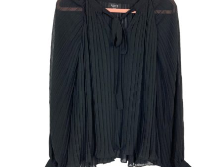 Vici Black Pleated Tie Front Balloon Sleeve Top- Size M Online now