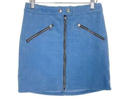 Rag & Bone Blue Corduroy with Front Zipper Mini Skirt- Size 2 Online now