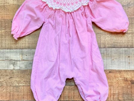 Eliza James Kids Pink Heart Smocked Romper- Size 18M Cheap