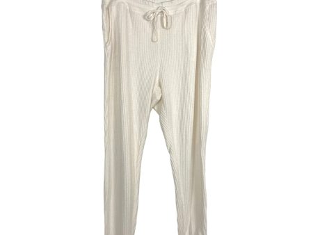 Colsie White Waffle Stitch Drawstring Joggers- Size L (Inseam 28 ) Sale