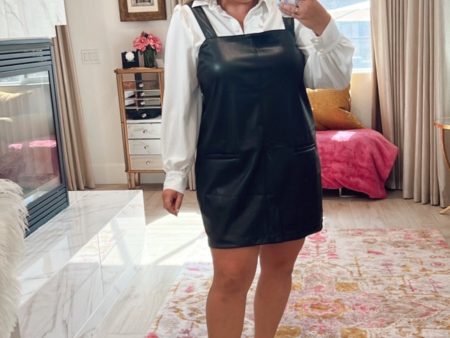 Abercrombie & Fitch Black Vegan Leather Shift Mini Dress- Size XL (sold out online) Hot on Sale