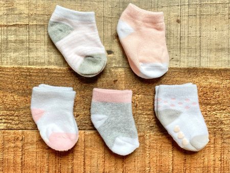 No Brand Five Sets of Grey Pink Socks- Size ~NB (see notes) Online now