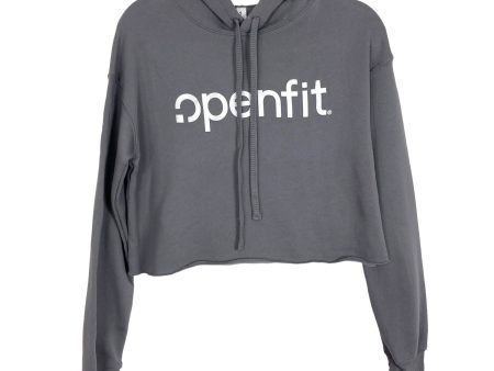 Bella + Canvas Gray Openfit Cropped Hooded Sweatshirt- Size S Online Hot Sale