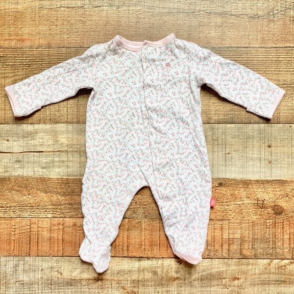 Magnetic Me Pink and Turquoise Floral Footie Outfit- Size 0-3M For Discount