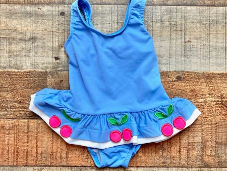 Florence Eiseman Blue Cherry Print Swimsuit- Size ~9M (see notes) Fashion