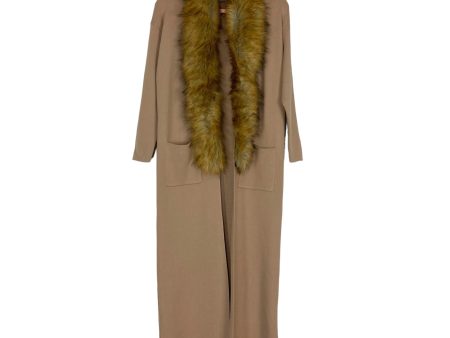 Buddy Love Tan Removable Faux Fur Collar Cardigan- Size S Sale