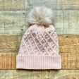 Eyefull Blush with Faux Crystals Fleece Lined Knit Pom Beanie Sale