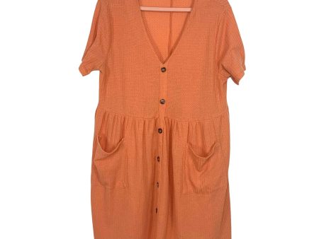 Umgee Orange Button Front with Pockets Baby Doll Dress- Size XL Online Hot Sale