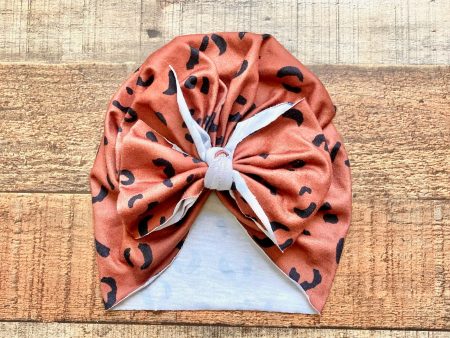 No Brand Brown Black Animal Print Bow Headwrap- Size ~0-6M (see notes) Sale