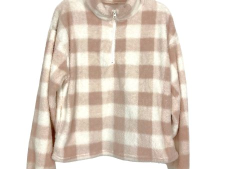 Colsie Mauve Cream Plaid Quarter Zip Fleece Pullover- Size S For Cheap