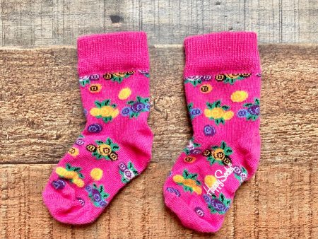 Happy Socks Pink Floral Socks- Size 0-3M (see notes) Cheap