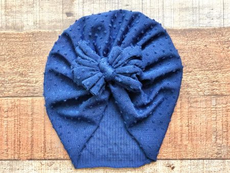 Bunny Knots Navy Swiss Dot Bow Headwrap- Size NB For Discount