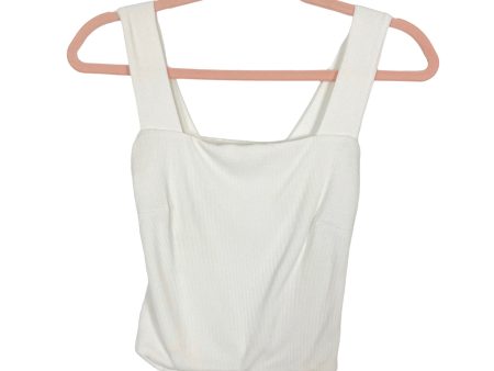 Vestique White Ribbed Cut Out Back Cropped Tank - Size M For Cheap