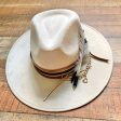 Glitzy Bella Cream Gold Chain Feather Faux Suede Hat NWT Cheap