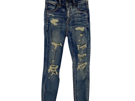 American Eagle Super Stretch Distressed Raw Hem Hi-Rise  Cropped Jeggings- Size 0 Short (Inseam 25.5”) Fashion