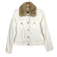 Abercrombie & Fitch White Denim Lined Removable Faux Fur Collar Jacket NWT- Size S Online Sale