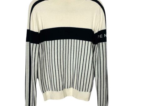 P.E Nation Cream and Black Striped Wool Blend Mock Neck Sweater- Size S on Sale